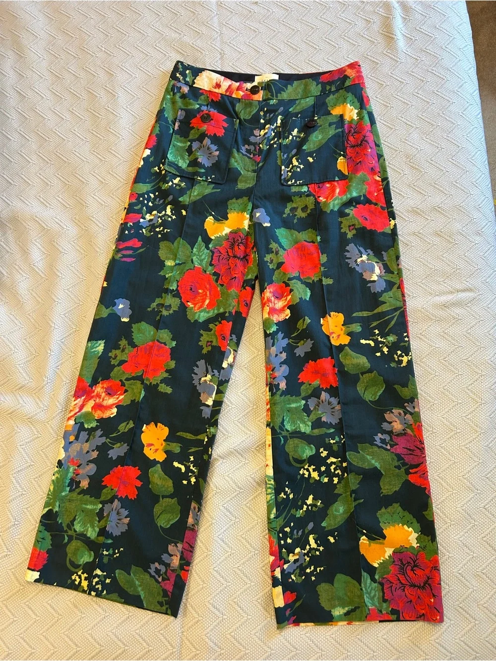 Sézane NWOT SZ 6 Emilio Trousers in Floral Trianon Print Multicolor Blooms Rare!